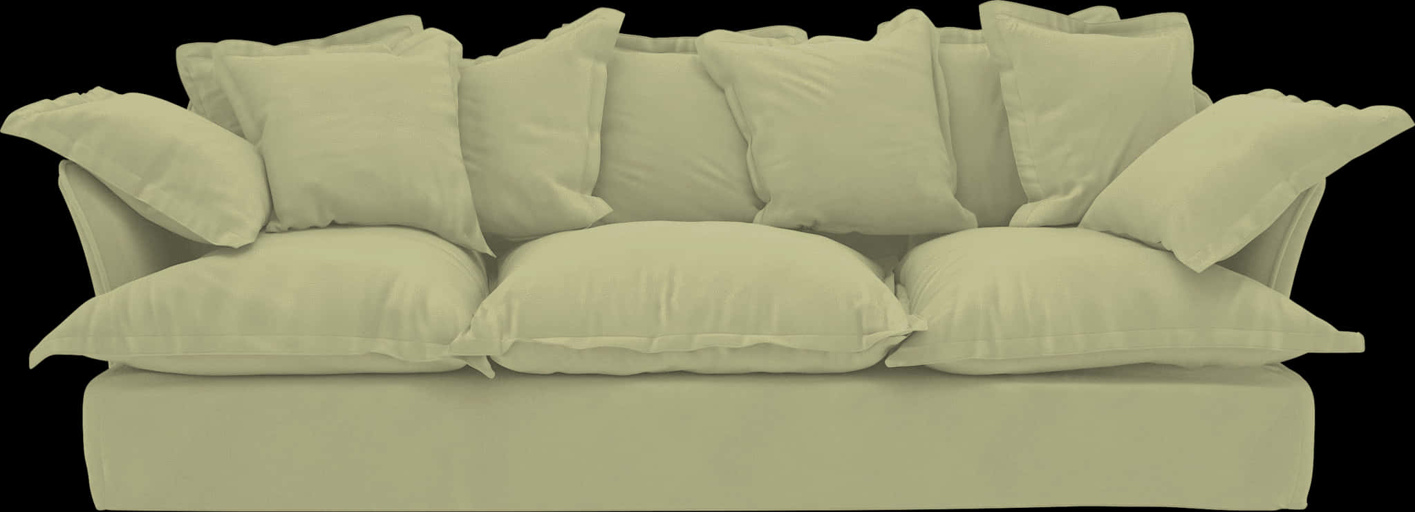 Plush Beige Couch With Pillows PNG Image