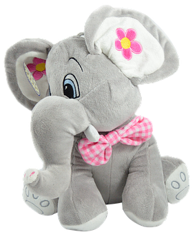 Plush Elephant Toywith Bow PNG Image