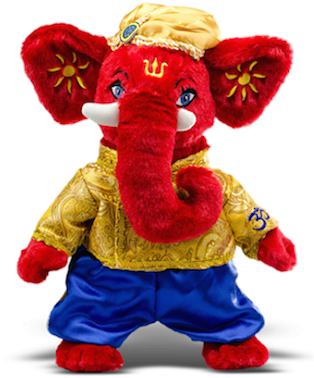 Plush Ganesh Doll Traditional Attire PNG Image