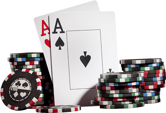 Pocket Aces Poker Chips Stack PNG Image