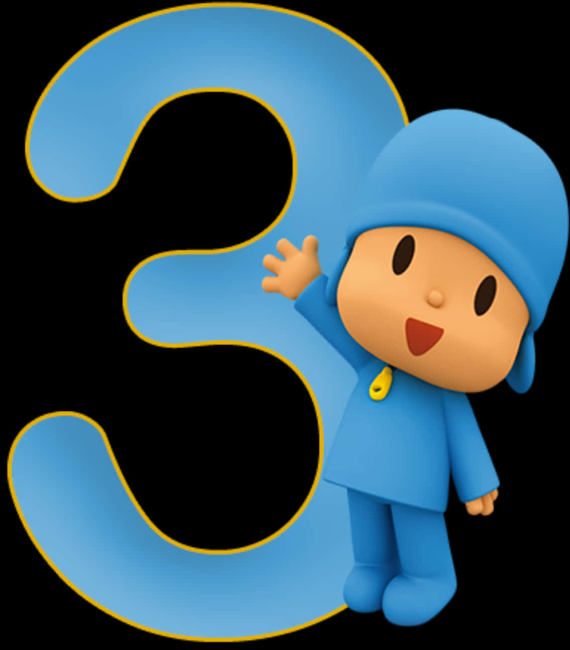 Pocoyo Number Three PNG Image