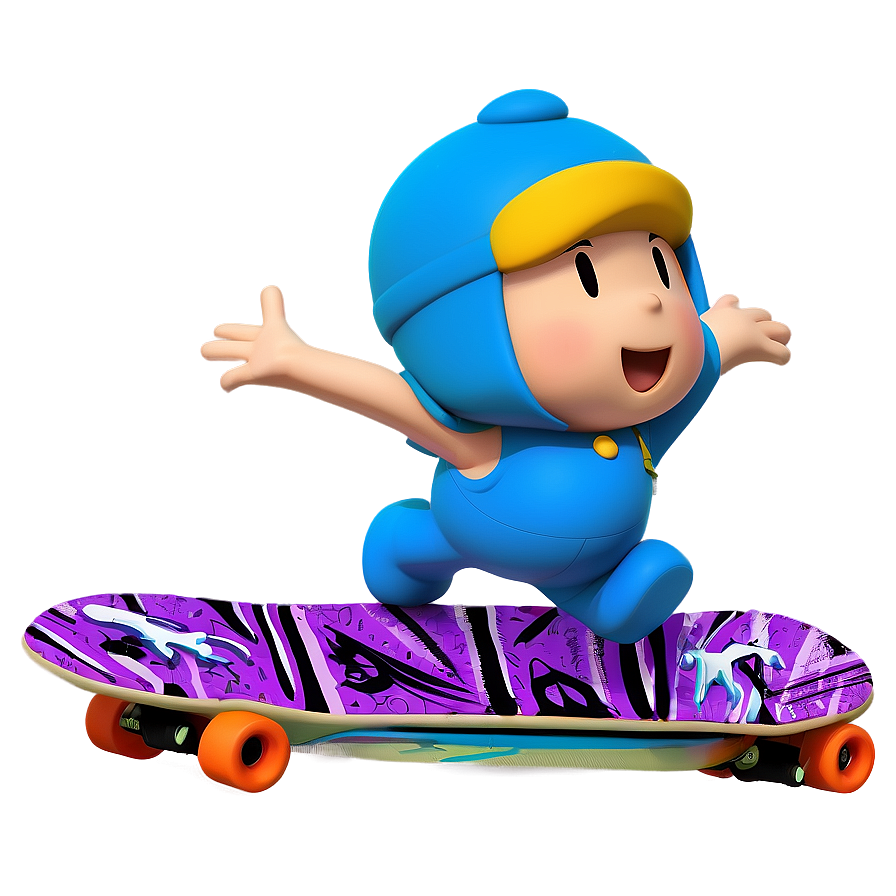 Pocoyo On A Skateboard Png Yqq93 PNG Image