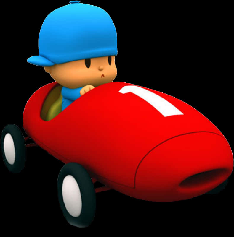 Pocoyo Racingin Red Car PNG Image