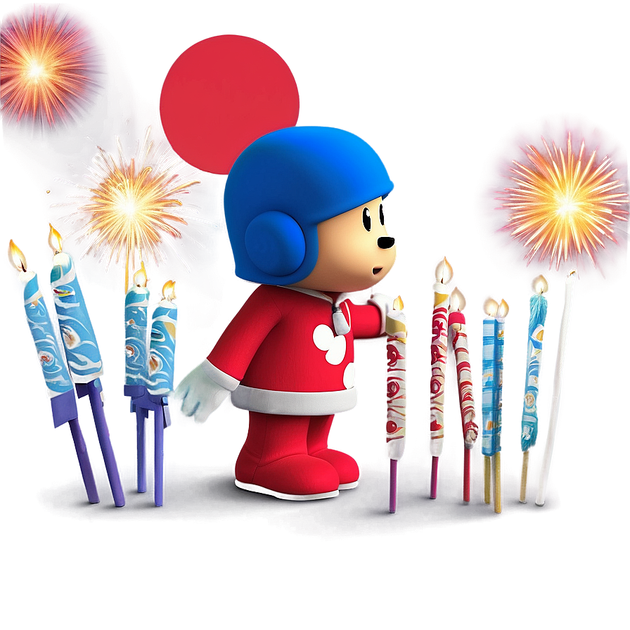 Pocoyo With Fireworks Display Png Tef PNG Image