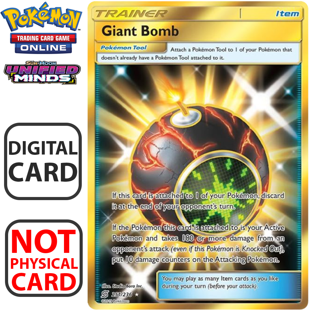 Pokemon T C G Giant Bomb Trainer Card Unified Minds PNG Image