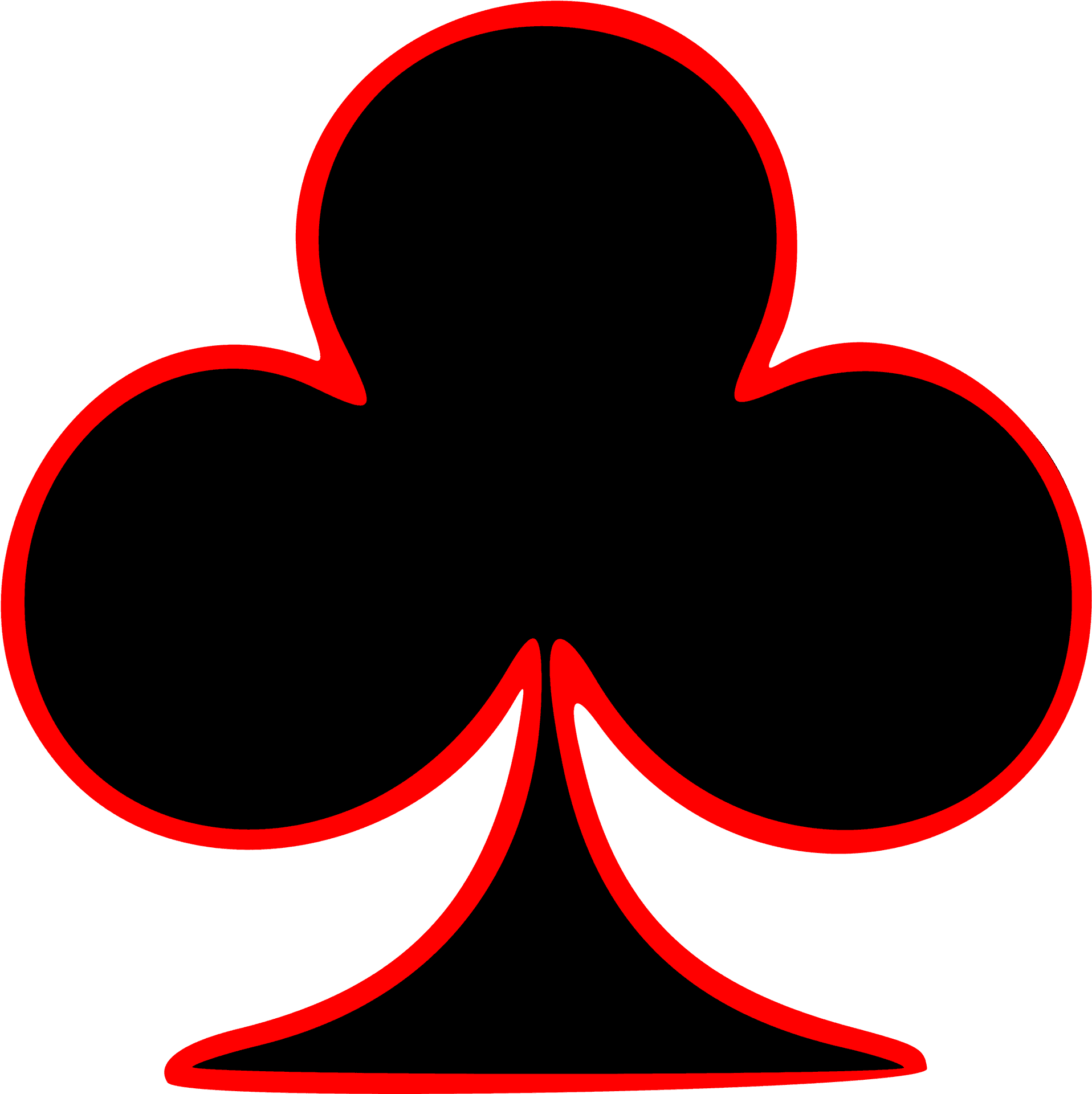 Poker Club Symbol Red Outline PNG Image