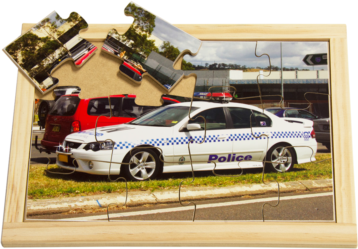 Police Car Puzzle Piece Assembly PNG Image