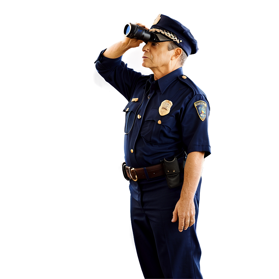 Police Officer With Binoculars Png Mux PNG Image