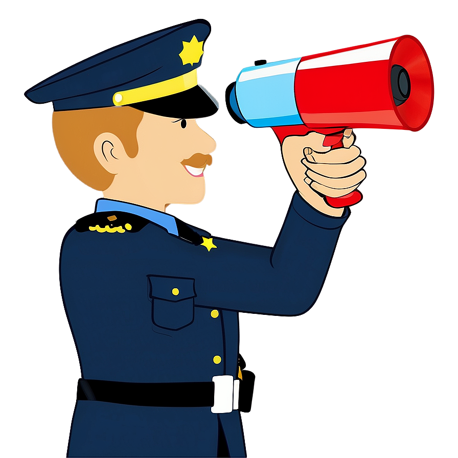 Police Officer With Megaphone Png Olg PNG Image