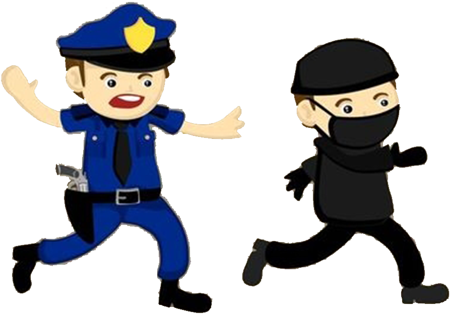 Policeand Thief Cartoon Chase PNG Image