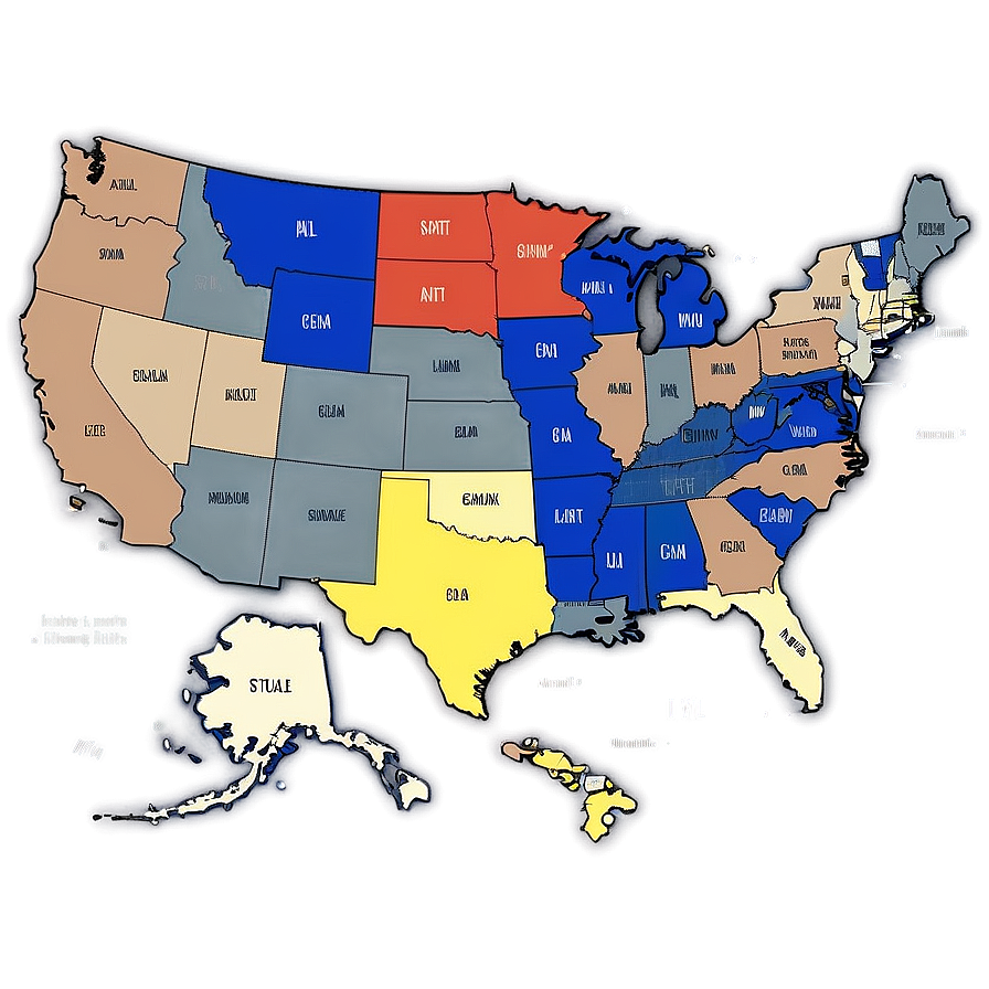 Political Usa States Map Png Aqa88 PNG Image