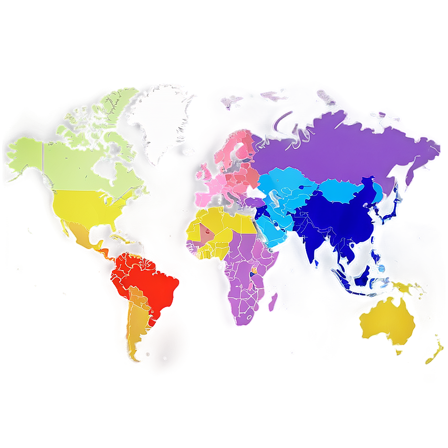 Political World Map Colorful Png Ykl PNG Image