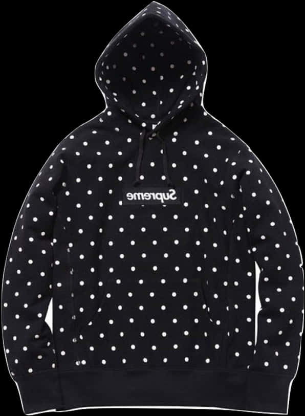 Polka Dot Black Hoodie Fashion PNG Image