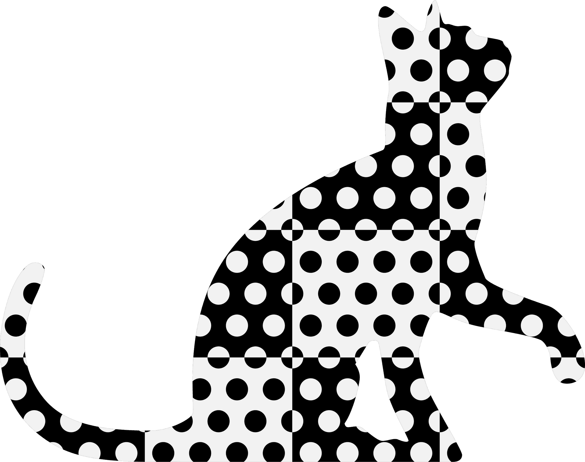 Polka Dot Pattern Cat Silhouette PNG Image