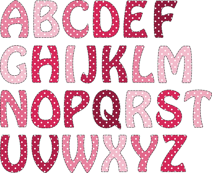 Polka Dot Pink Alphabet PNG Image