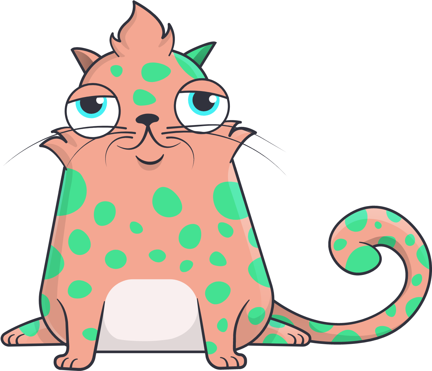 Polka Dotted Cartoon Cat PNG Image