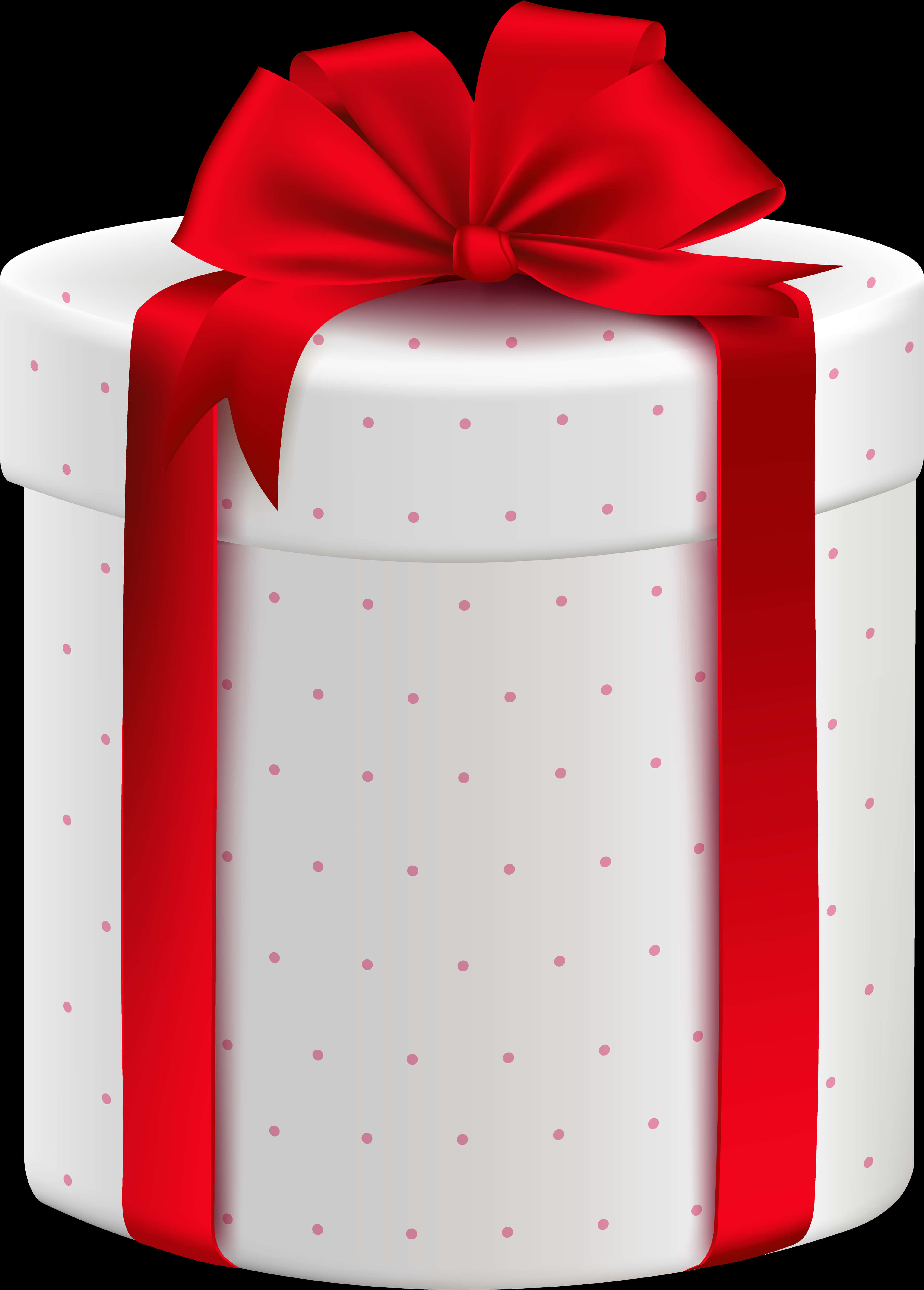 Polka Dotted Gift Boxwith Red Ribbon PNG Image