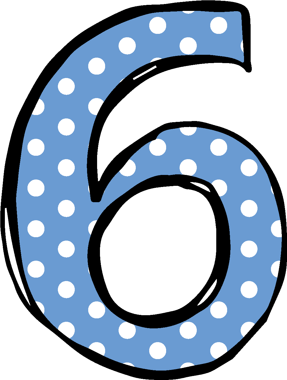 Polka Dotted Number6 PNG Image