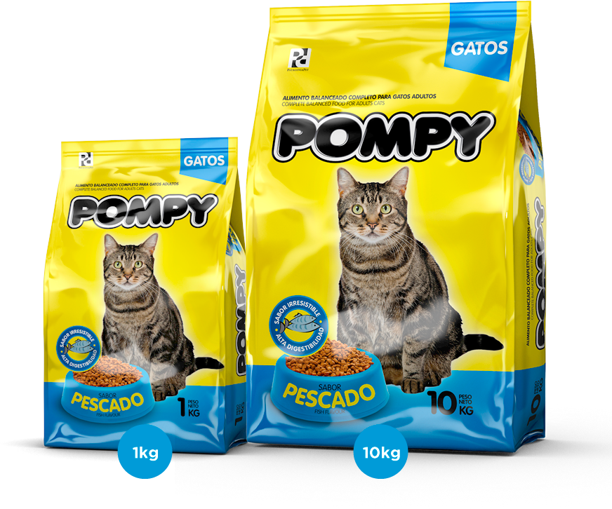 Pompy Cat Food Bags Fish Flavor PNG Image