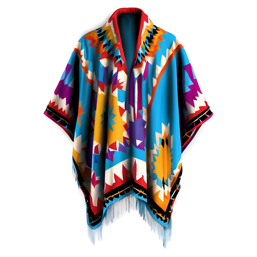 Poncho With Geometric Patterns Png Qmw PNG Image