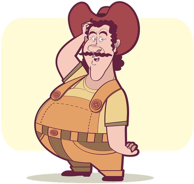 Pondering Cartoon Farmer PNG Image