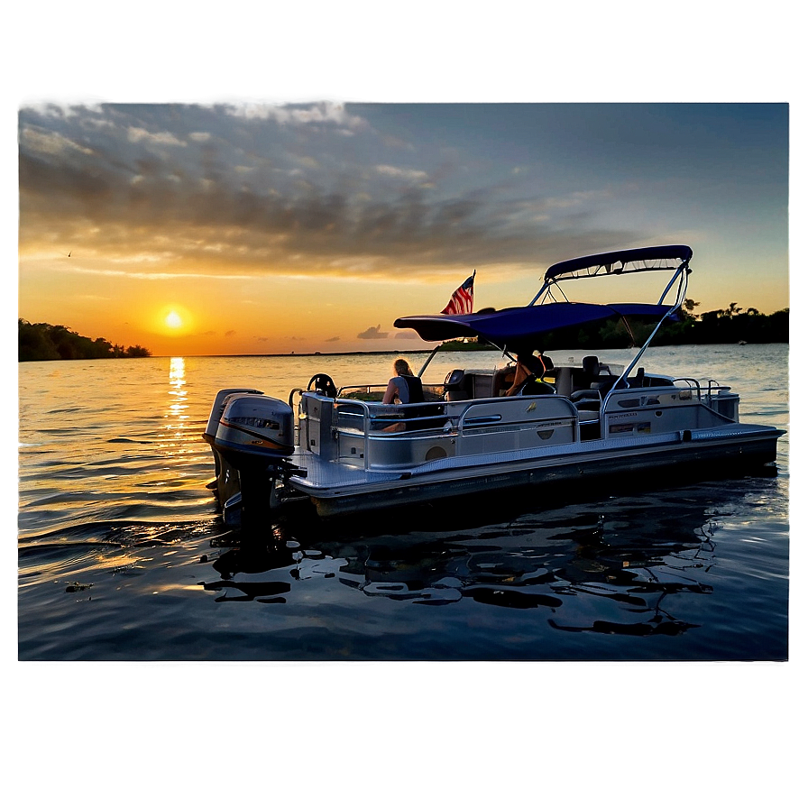 Pontoon Boat Docked At Sunset Png Juk35 PNG Image