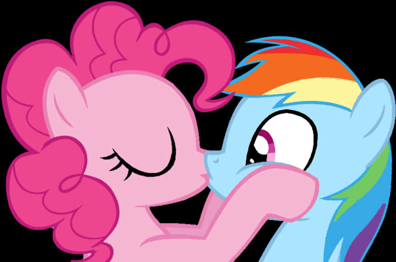 Pony Friends Cheek Kiss PNG Image