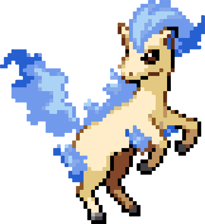 Ponyta Pixel Art Pokemon PNG Image