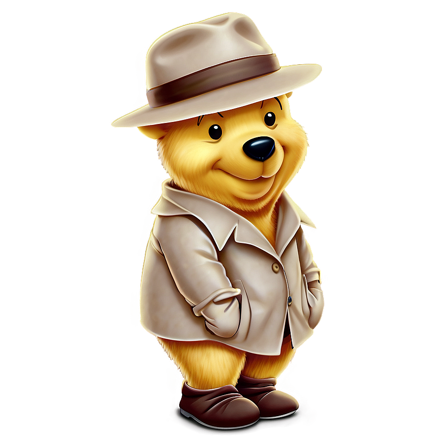 Pooh Bear As A Detective Png Myh18 PNG Image