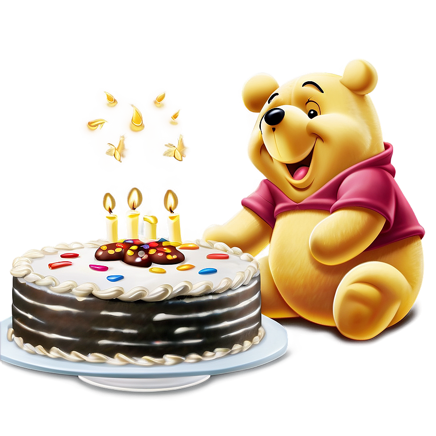 Pooh Bear With Cake Png Enq PNG Image