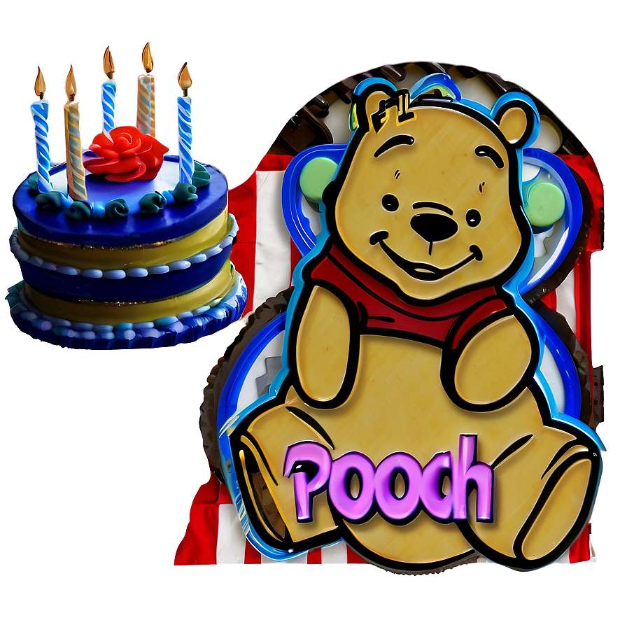 Pooh Bear With Cake Png Reo PNG Image