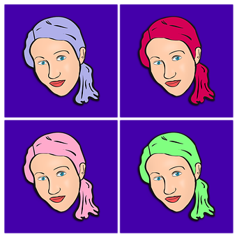 Pop Art Girl Quartet PNG Image