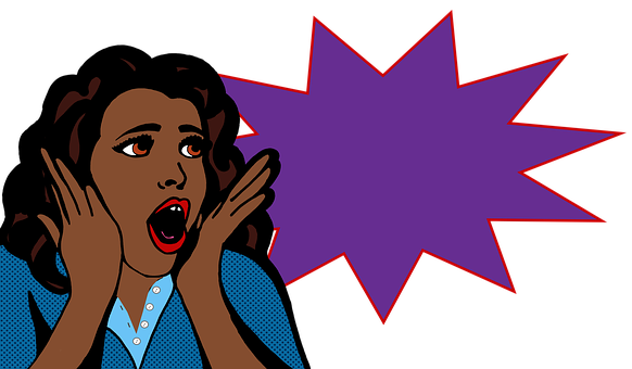 Pop Art Surprised Woman Expression PNG Image