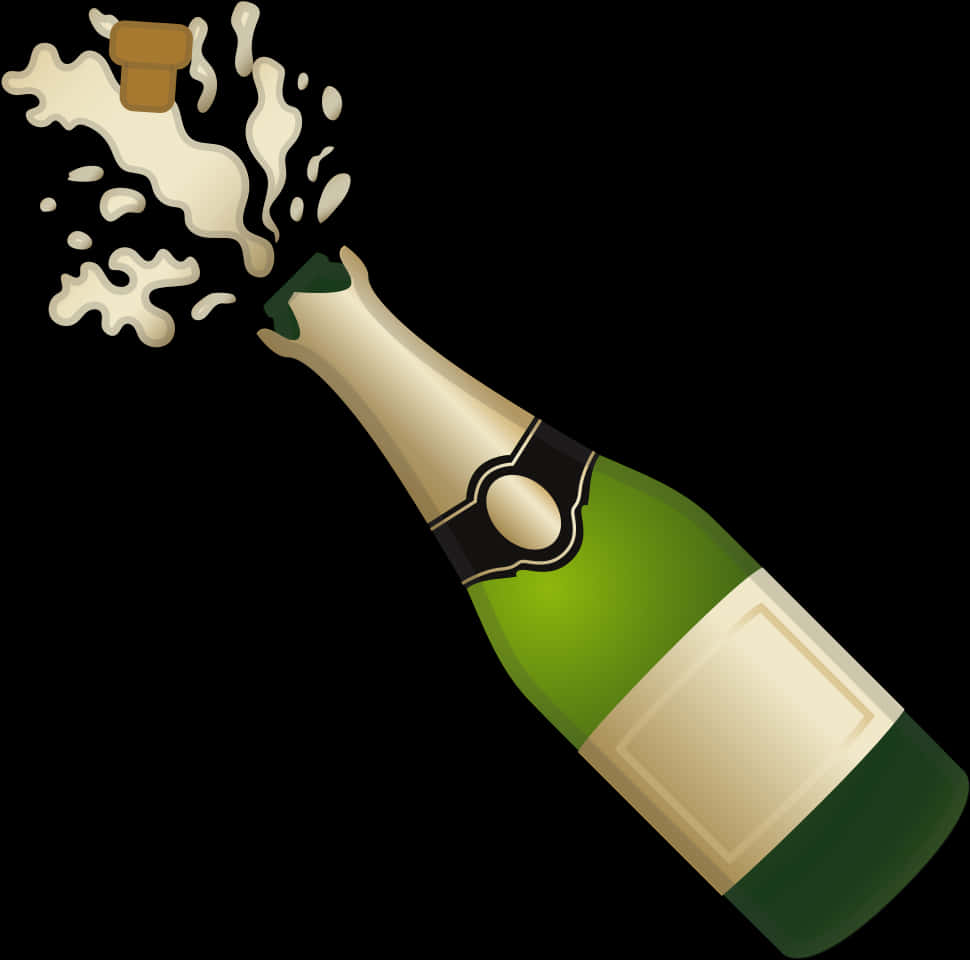 Popping Champagne Bottle Celebration PNG Image