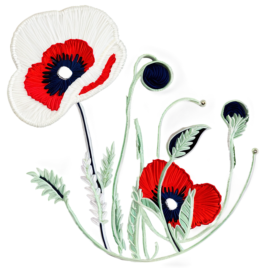 Poppy Embroidery Design Png 06112024 PNG Image