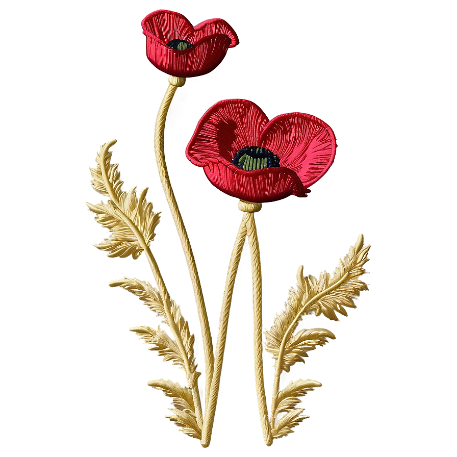 Poppy Embroidery Design Png Kvp PNG Image