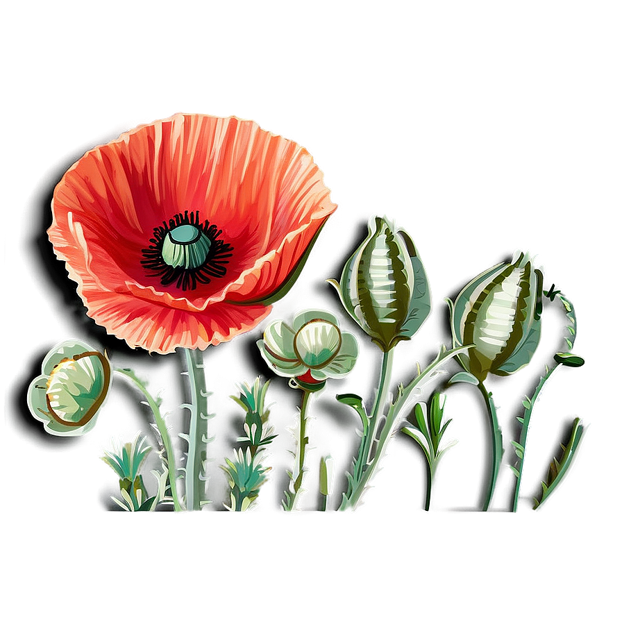 Poppy Floral Border Png 06112024 PNG Image