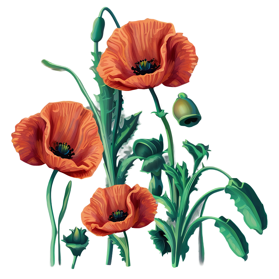 Poppy Flower Outline Png Ouc12 PNG Image