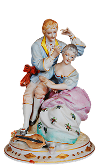 Porcelain Figurine Elegant Couple PNG Image