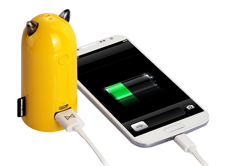 Portable Charger Connecting Smartphone PNG Image