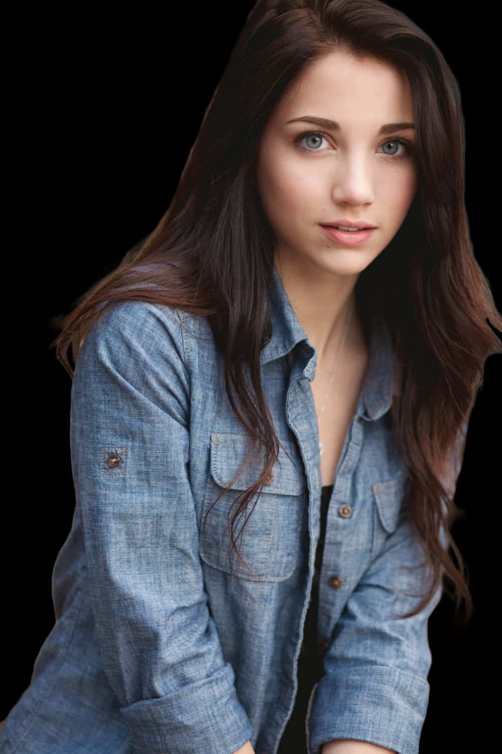 Portraitof Young Womanin Denim Shirt PNG Image