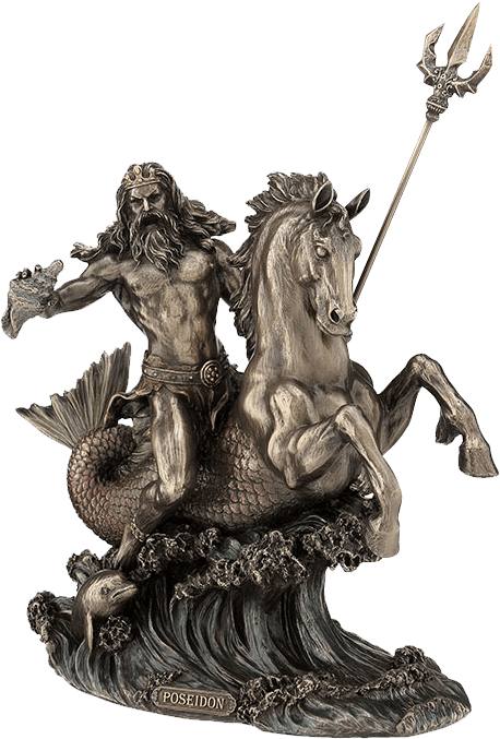 Poseidon Statuewith Tridentand Horse PNG Image