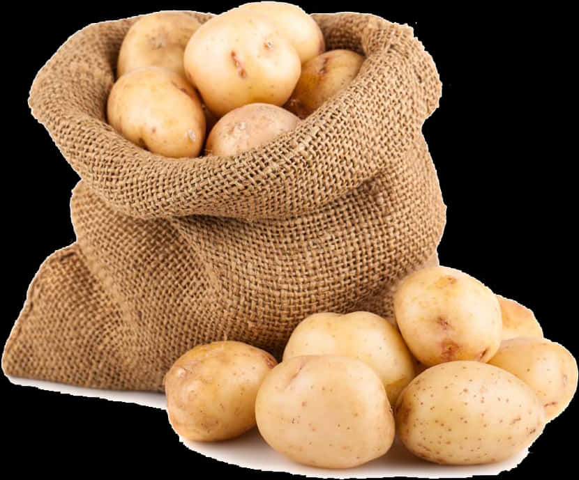 Potatoesin Burlap Sack PNG Image