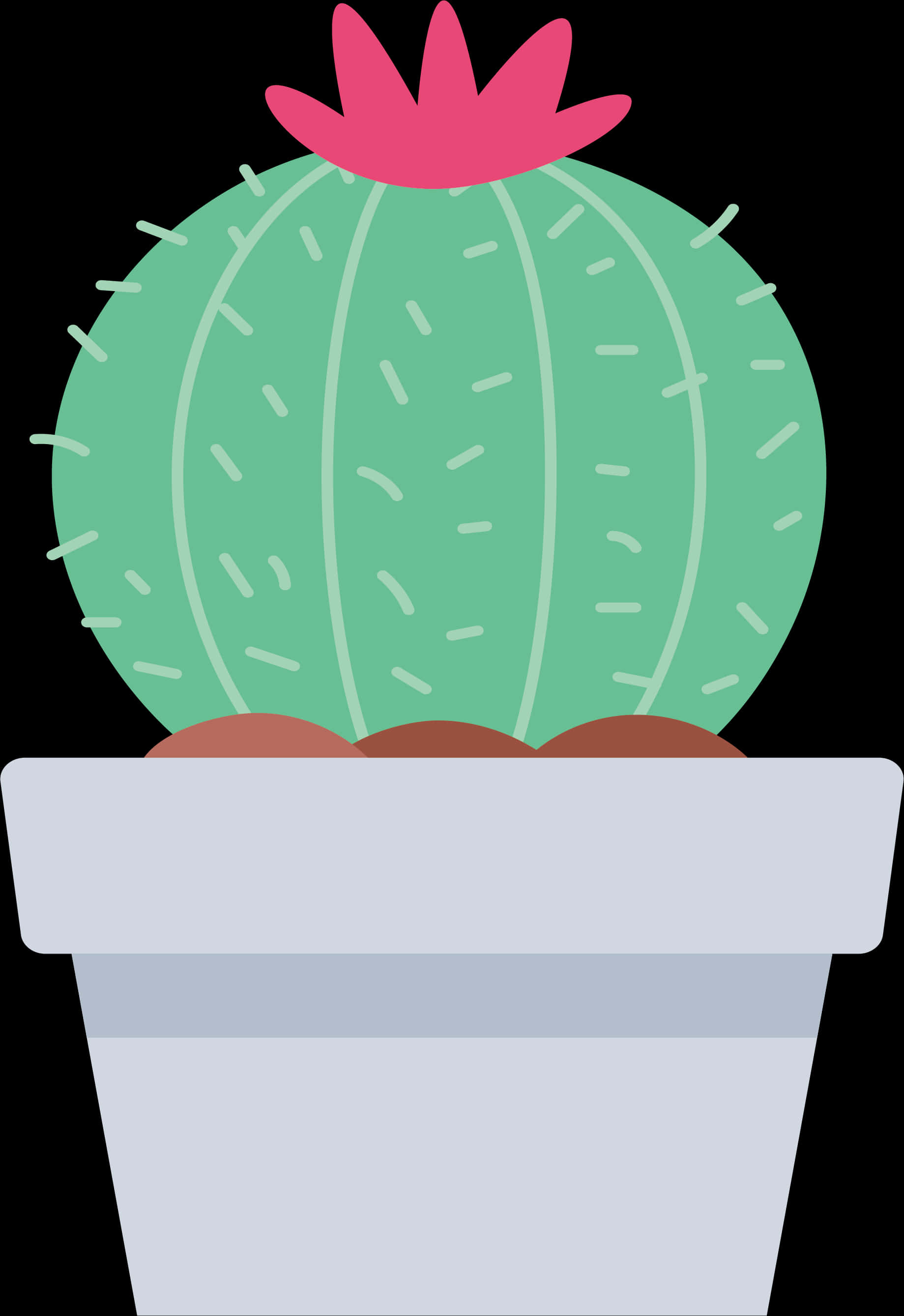 Potted Cactus Cartoon Illustration PNG Image