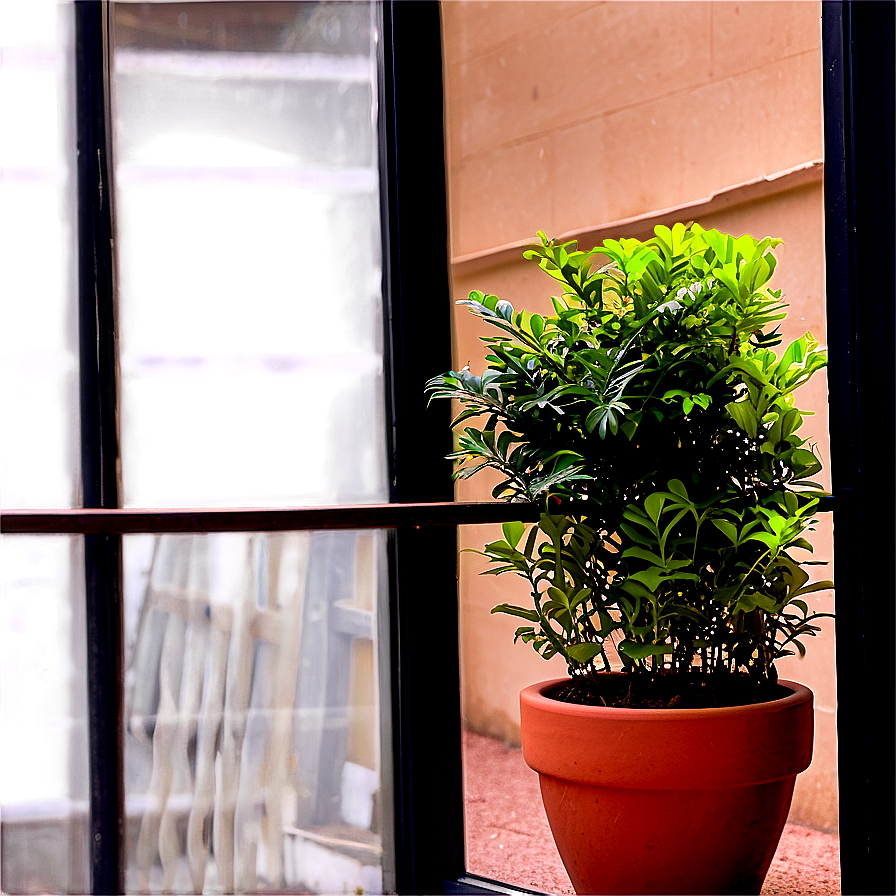 Potted Plants In Balcony Settings Png Ptf PNG Image