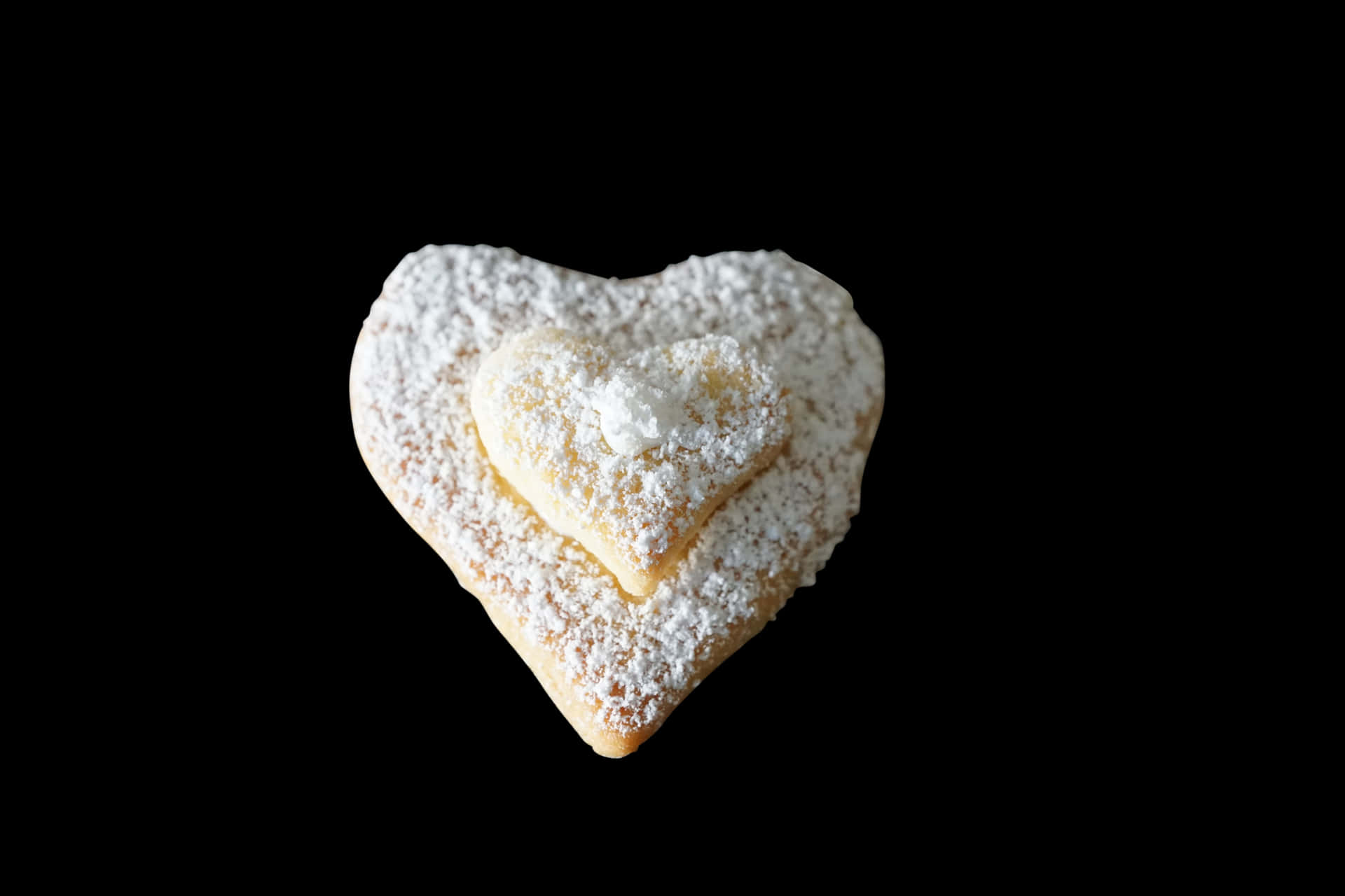 Powdered Heart Cookies Black Background PNG Image