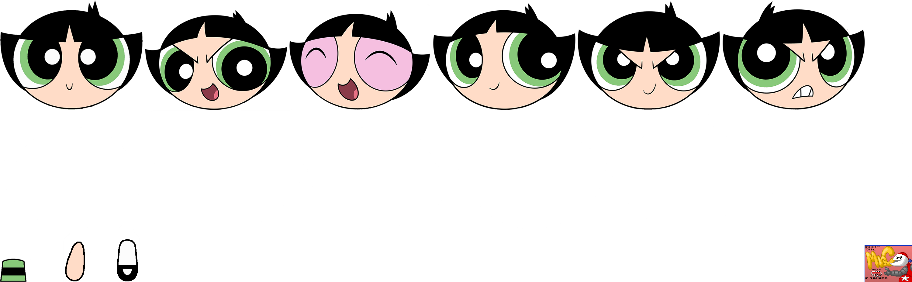 Powerpuff Girls Expressions Sequence PNG Image