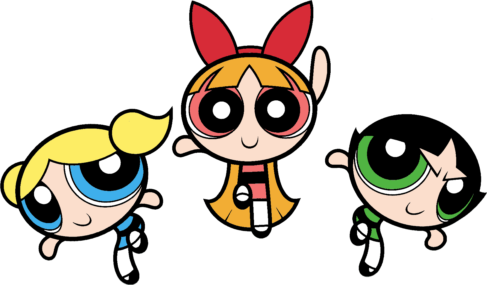 Powerpuff Girls Trio Illustration PNG Image