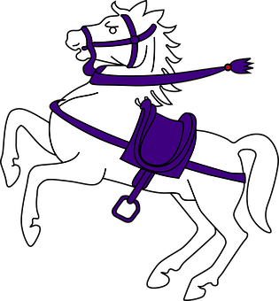 Prancing White Horse Cartoon PNG Image