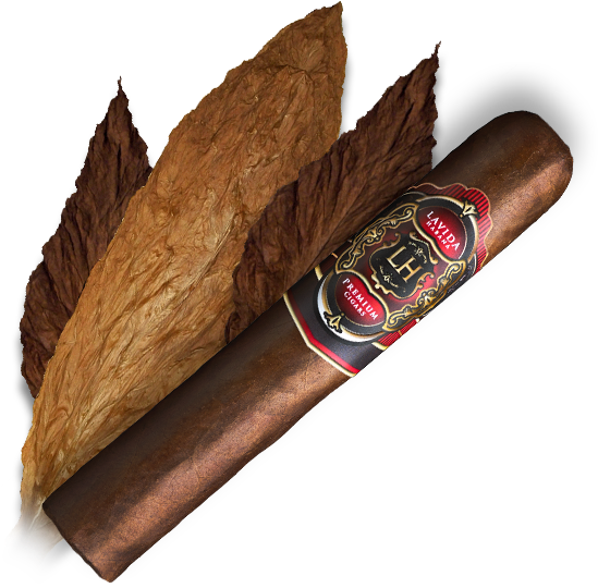 Premium Cigar With Labeland Tobacco Leaves PNG Image